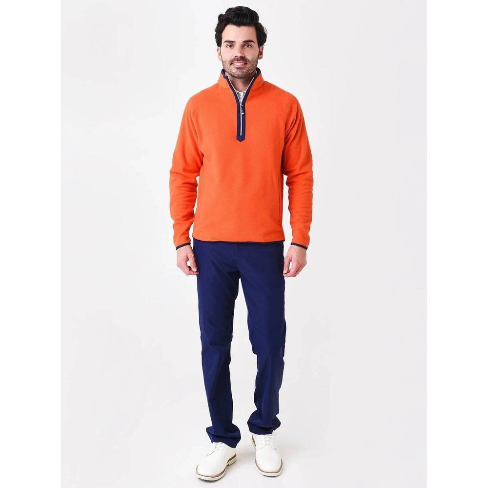 Peter Millar Fleece Quarter Zip Pullover Mens L Orange Eagle Crest Golf Logo